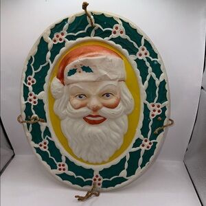 Vintage Christmas 1950’s moulded plastic Santa face